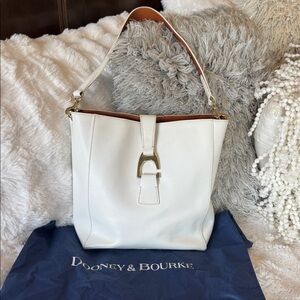 Dooney & Bourke White Shoulder Bag with Gold Accents
